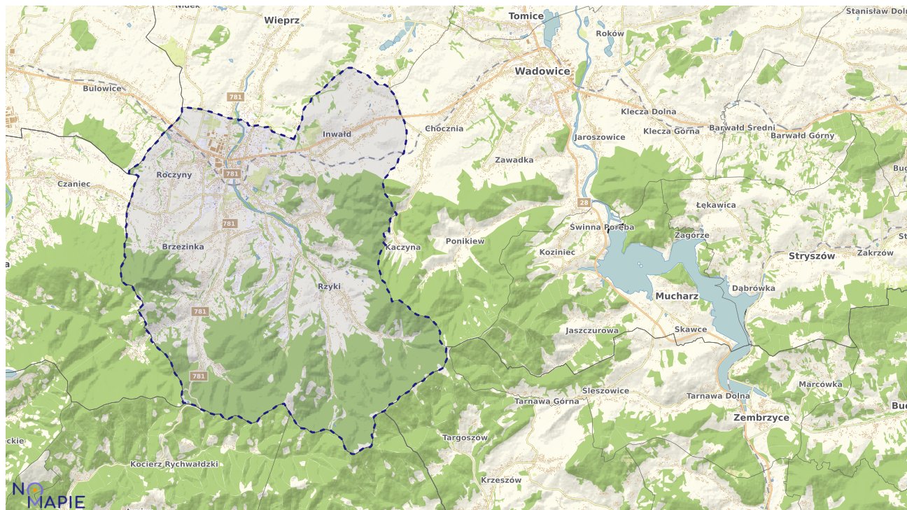Mapa obszarów ochrony przyrody Andrychowa