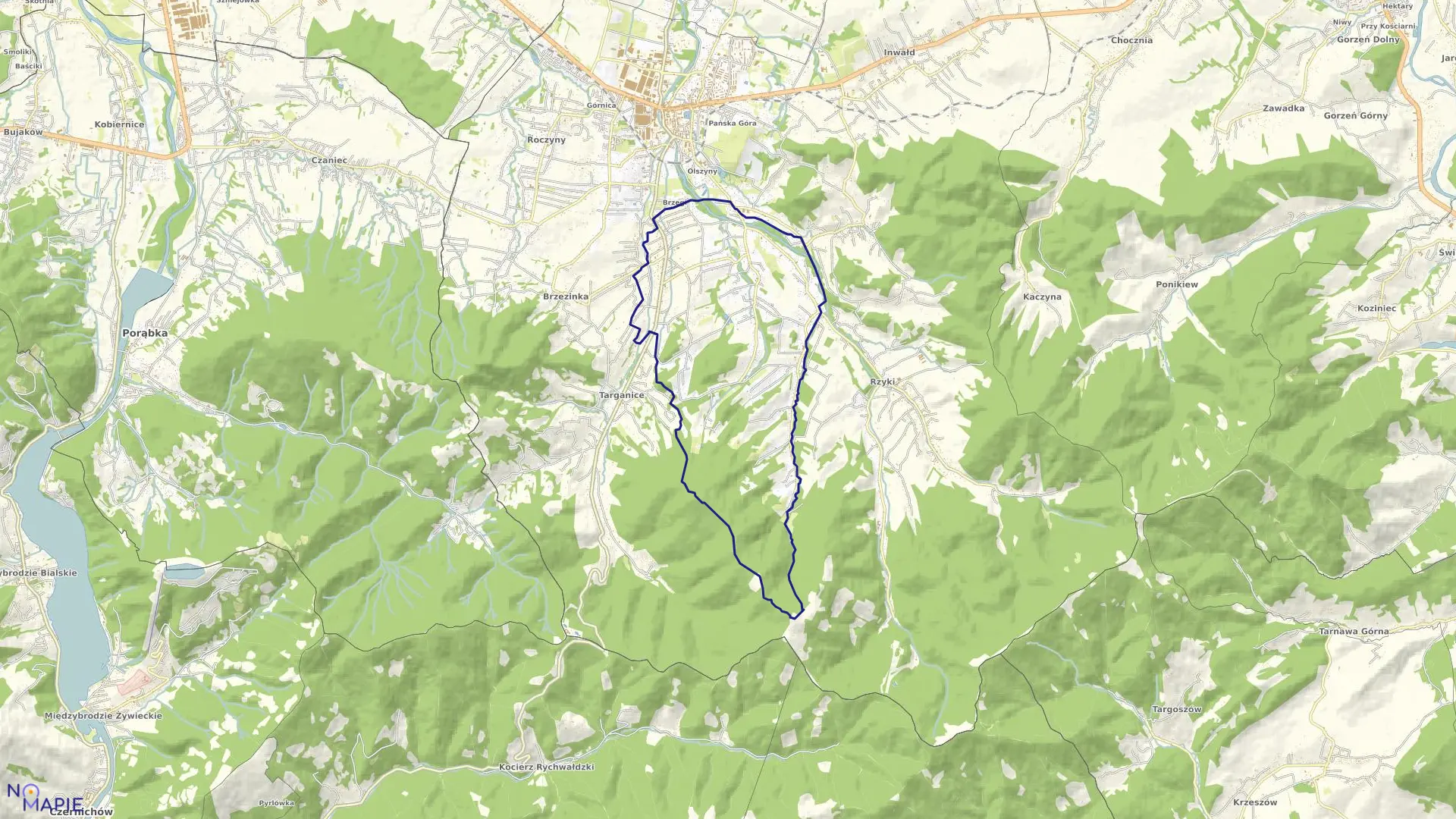 Mapa obrębu Sułkowice w gminie Andrychów