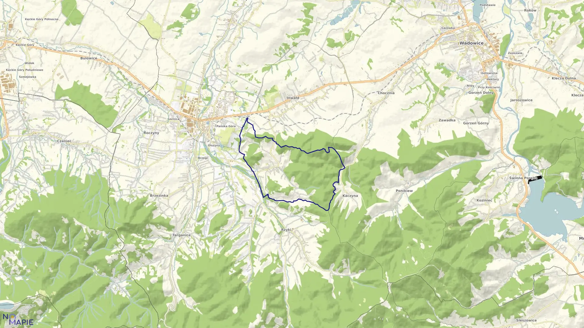 Mapa obrębu Zagórnik w gminie Andrychów